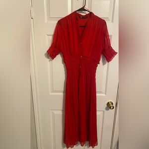 Stunning Red Zara Button Front Dress Size S